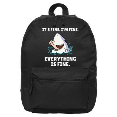 Funny Shark Attack It’s Fine I’m Fine Everything Is Fine 16 in Basic Backpack
