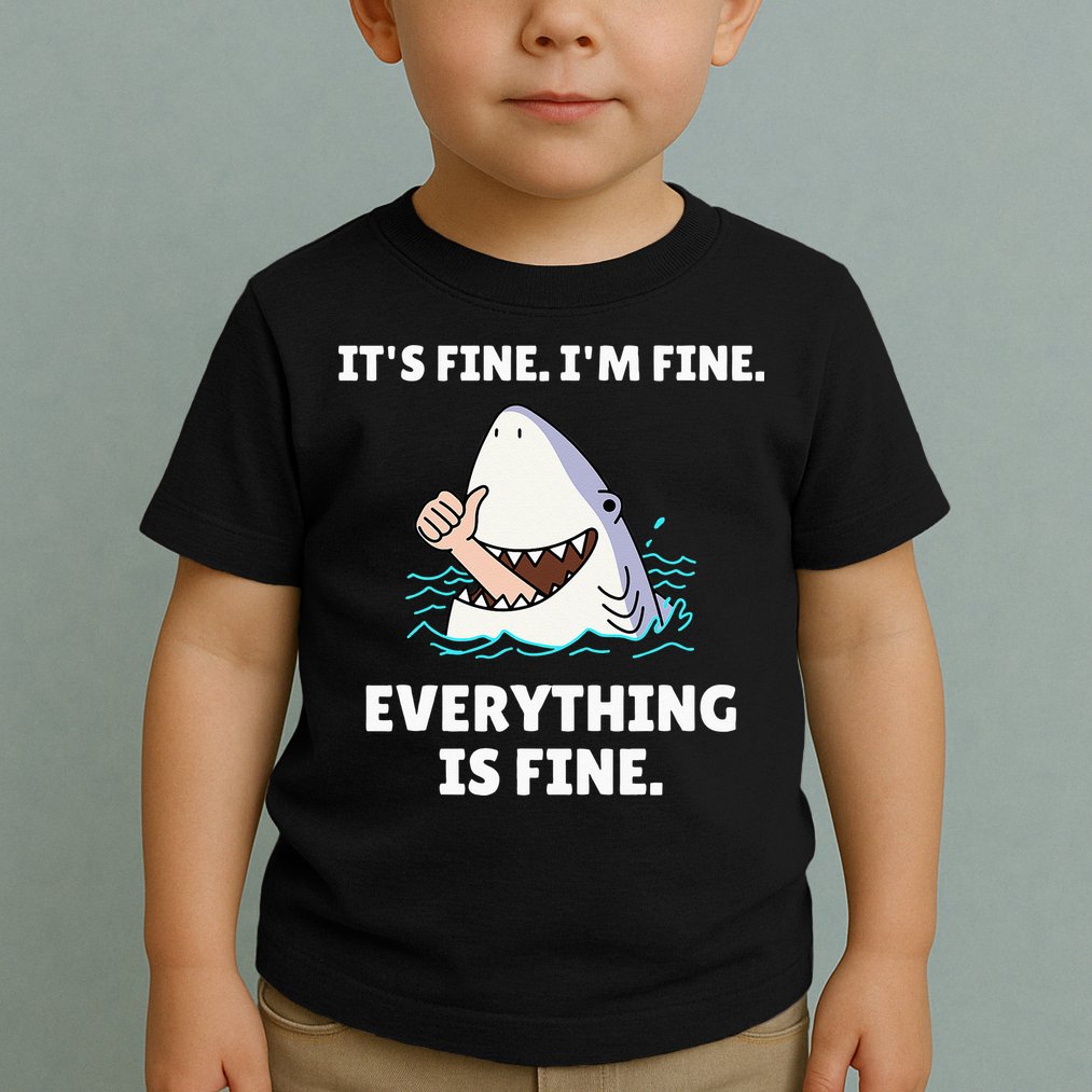 Funny Shark Attack It’s Fine I’m Fine Everything Is Fine Toddler T-Shirt