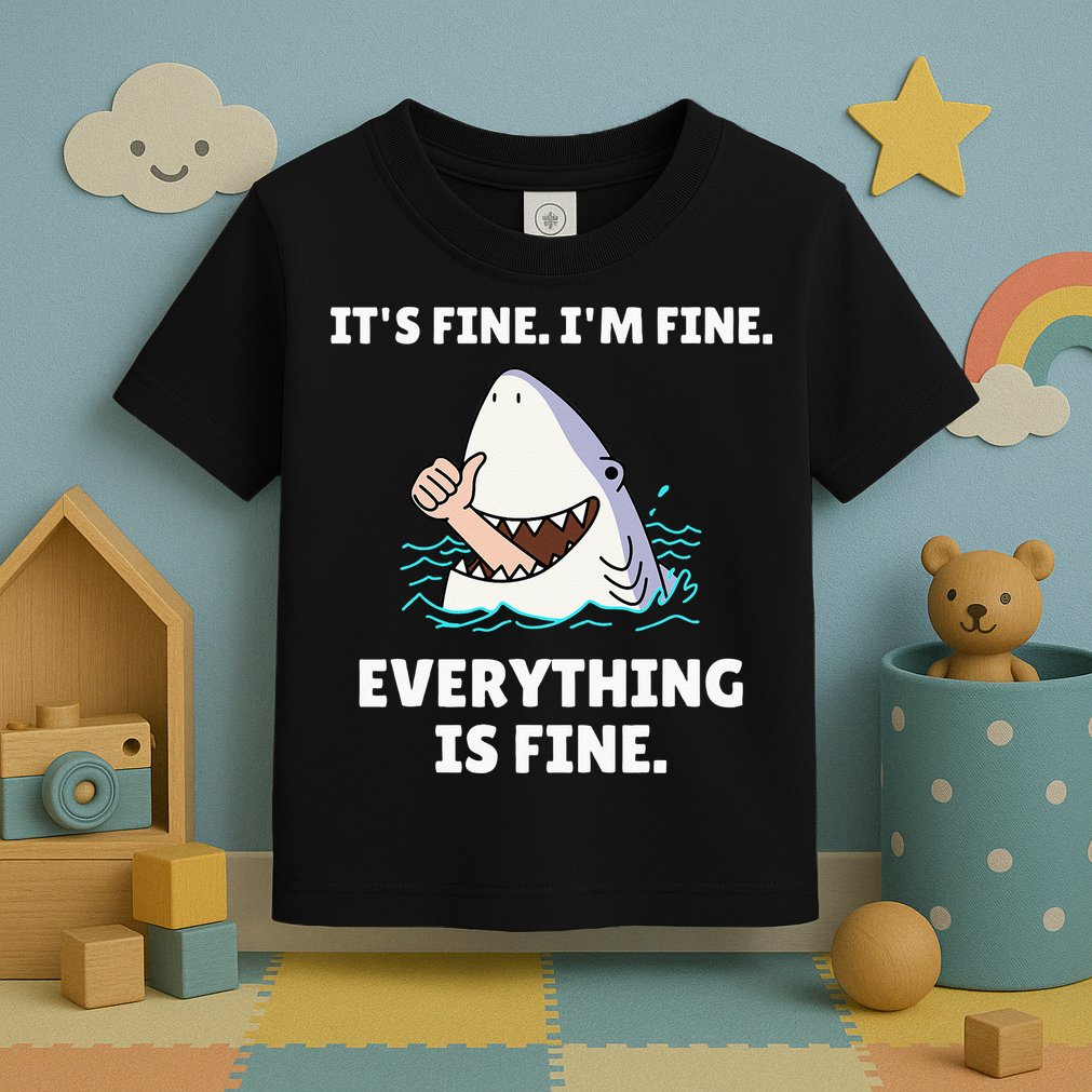 Funny Shark Attack It’s Fine I’m Fine Everything Is Fine Toddler T-Shirt