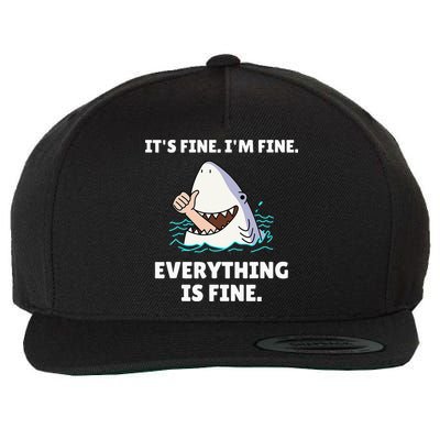 Funny Shark Attack It’s Fine I’m Fine Everything Is Fine Wool Snapback Cap