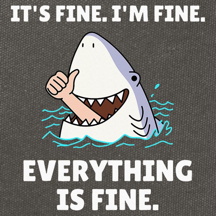 Funny Shark Attack It’s Fine I’m Fine Everything Is Fine Cotton Canvas Backpack