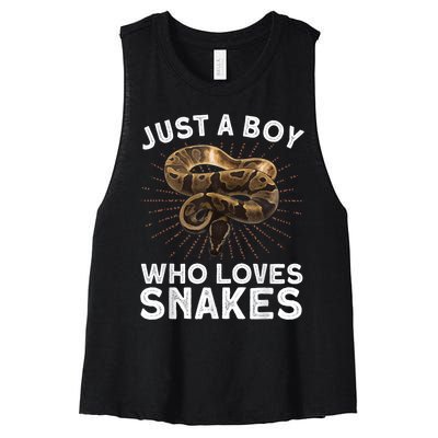 Funny Snake Art For Boy Kids Men Reptile Animal Snake Lover Women's Racerback Cropped Tank