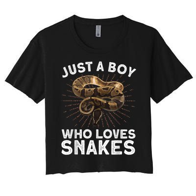 Funny Snake Art For Boy Kids Men Reptile Animal Snake Lover Women's Crop Top Tee