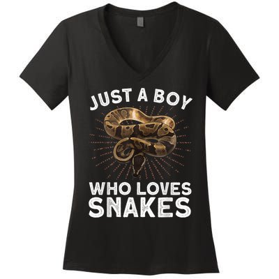 Funny Snake Art For Boy Kids Men Reptile Animal Snake Lover Women's V-Neck T-Shirt