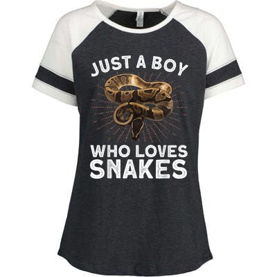 Funny Snake Art For Boy Kids Men Reptile Animal Snake Lover Enza Ladies Jersey Colorblock Tee