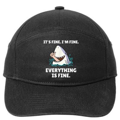 Funny Shark Attack It’s Fine I’m Fine Everything Is Fine 7-Panel Snapback Hat
