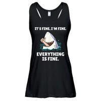Funny Shark Attack It’s Fine I’m Fine Everything Is Fine Ladies Essential Flowy Tank