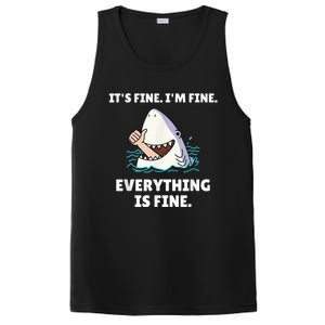 Funny Shark Attack It’s Fine I’m Fine Everything Is Fine PosiCharge Competitor Tank