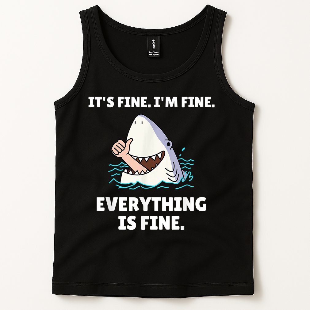 Funny Shark Attack It’s Fine I’m Fine Everything Is Fine Tank Top
