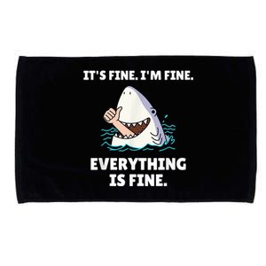 Funny Shark Attack It’s Fine I’m Fine Everything Is Fine Microfiber Hand Towel