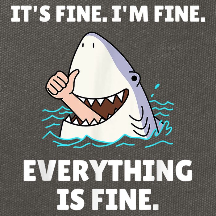 Funny Shark Attack It’s Fine I’m Fine Everything Is Fine Cotton Canvas Backpack