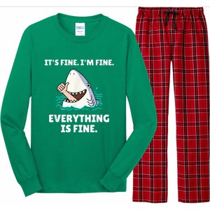 Funny Shark Attack It’s Fine I’m Fine Everything Is Fine Long Sleeve Pajama Set