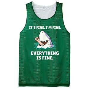 Funny Shark Attack It’s Fine I’m Fine Everything Is Fine Mesh Reversible Basketball Jersey Tank