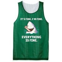 Funny Shark Attack It’s Fine I’m Fine Everything Is Fine Mesh Reversible Basketball Jersey Tank