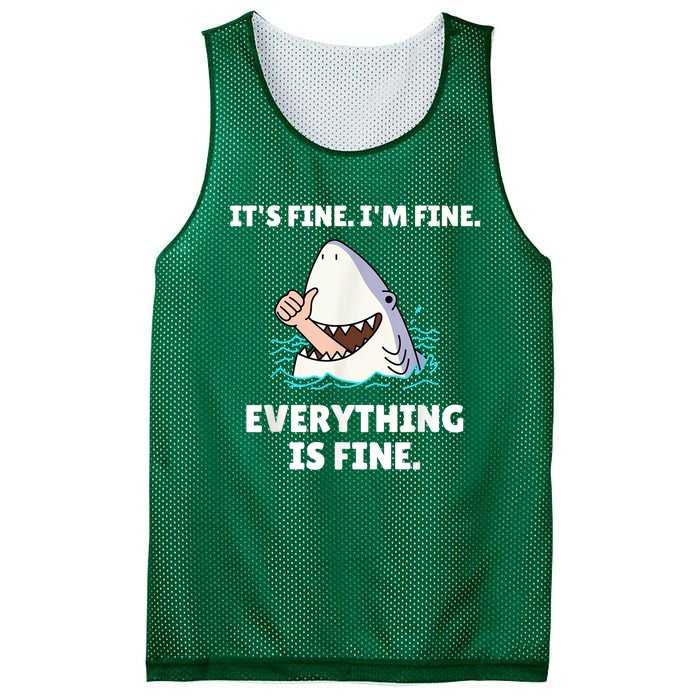 Funny Shark Attack It’s Fine I’m Fine Everything Is Fine Mesh Reversible Basketball Jersey Tank