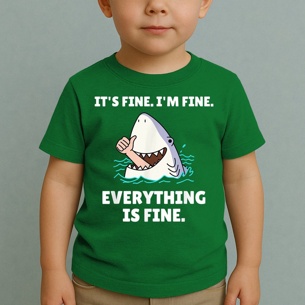Funny Shark Attack It’s Fine I’m Fine Everything Is Fine Toddler T-Shirt