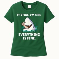 Funny Shark Attack It’s Fine I’m Fine Everything Is Fine Womens T-Shirt