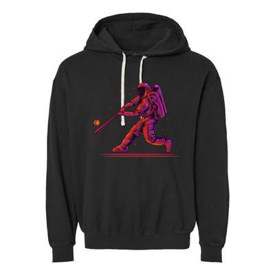 Funny Space Astronaut Baseball Garment-Dyed Fleece Hoodie