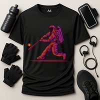 Funny Space Astronaut Baseball Cooling Performance Crew T-Shirt
