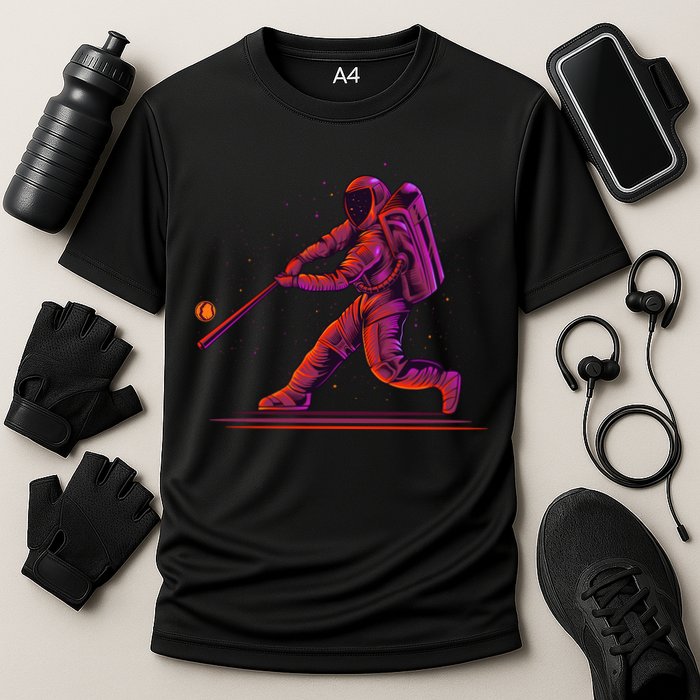 Funny Space Astronaut Baseball Cooling Performance Crew T-Shirt