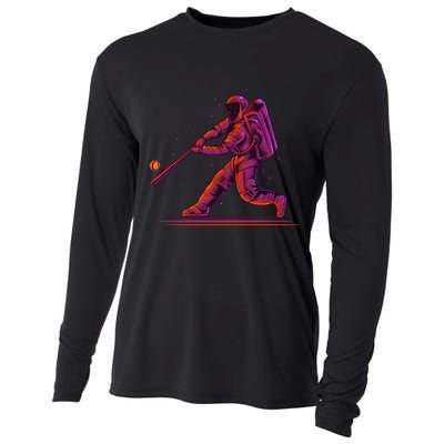 Funny Space Astronaut Baseball Cooling Performance Long Sleeve Crew