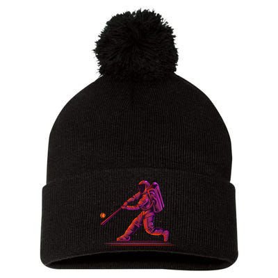 Funny Space Astronaut Baseball Pom Pom 12in Knit Beanie