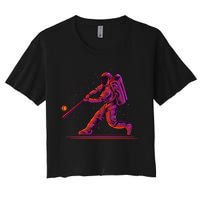 Funny Space Astronaut Baseball Women's Crop Top Tee