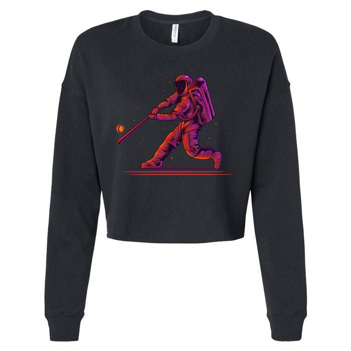 Funny Space Astronaut Baseball Cropped Pullover Crew