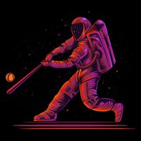 Funny Space Astronaut Baseball Cropped Pullover Crew