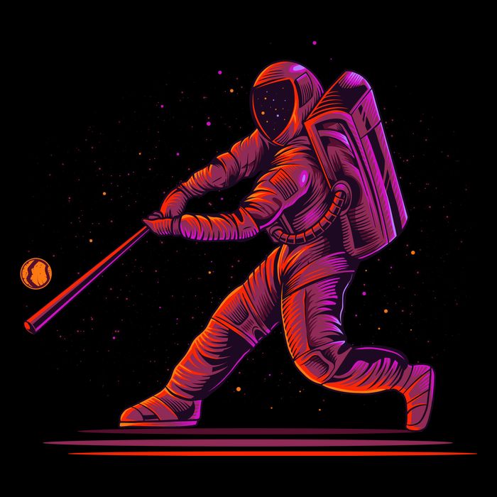 Funny Space Astronaut Baseball Cropped Pullover Crew