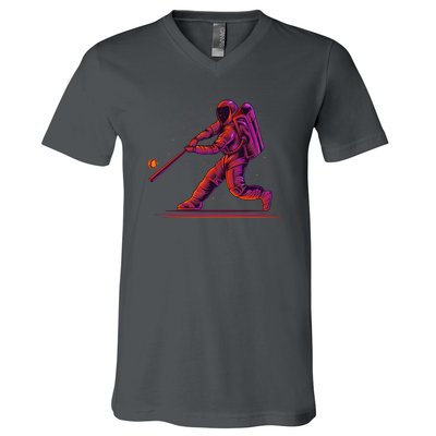 Funny Space Astronaut Baseball V-Neck T-Shirt