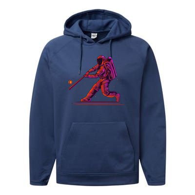 Funny Space Astronaut Baseball Performance Fleece Hoodie