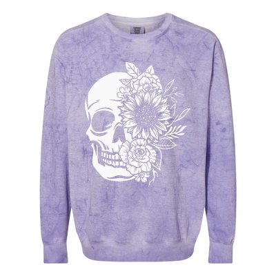 Floral Skull And Rose Magic Skull Colorblast Crewneck Sweatshirt