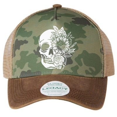 Floral Skull And Rose Magic Skull Legacy Tie Dye Trucker Hat