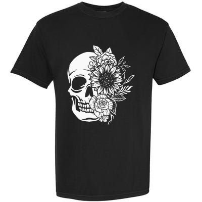 Floral Skull And Rose Magic Skull Garment-Dyed Heavyweight T-Shirt