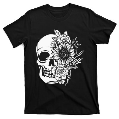 Floral Skull And Rose Magic Skull T-Shirt