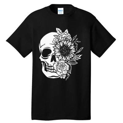 Floral Skull And Rose Magic Skull Tall T-Shirt