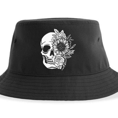 Floral Skull And Rose Magic Skull Sustainable Bucket Hat