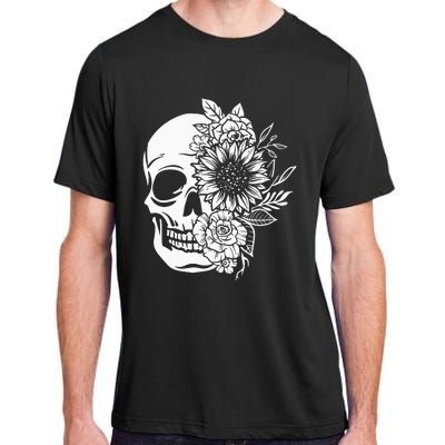 Floral Skull And Rose Magic Skull Adult ChromaSoft Performance T-Shirt