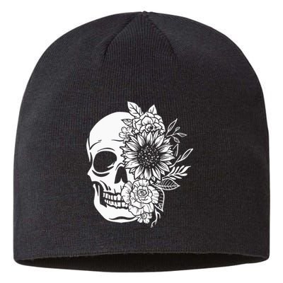 Floral Skull And Rose Magic Skull Sustainable Beanie