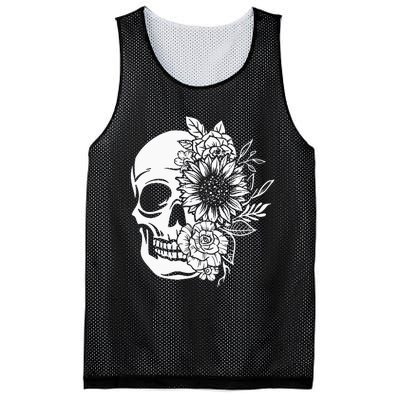 Floral Skull And Rose Magic Skull Mesh Reversible Basketball Jersey Tank