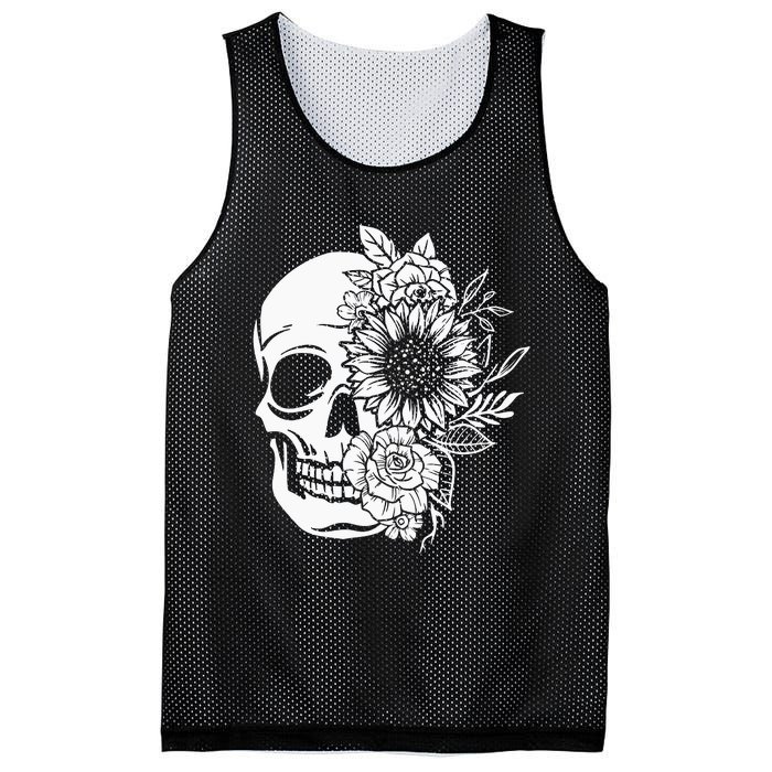 Floral Skull And Rose Magic Skull Mesh Reversible Basketball Jersey Tank