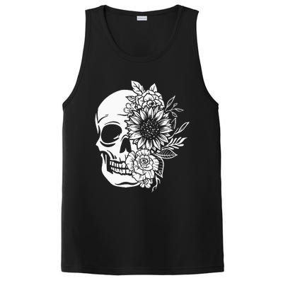 Floral Skull And Rose Magic Skull PosiCharge Competitor Tank