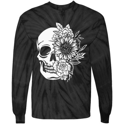 Floral Skull And Rose Magic Skull Tie-Dye Long Sleeve Shirt