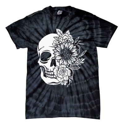 Floral Skull And Rose Magic Skull Tie-Dye T-Shirt