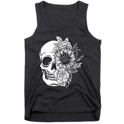 Floral Skull And Rose Magic Skull Tank Top