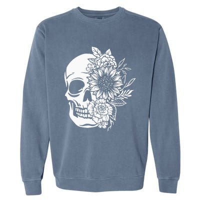 Floral Skull And Rose Magic Skull Garment-Dyed Sweatshirt