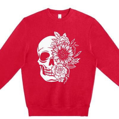 Floral Skull And Rose Magic Skull Premium Crewneck Sweatshirt