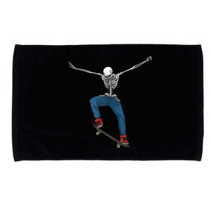 Funny Skateboard Art For Women Skateboarder Skeleton Microfiber Hand Towel