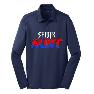 Funny Spider Aunt Matching Family Shirts Silk Touch Performance Long Sleeve Polo